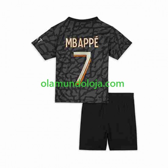 Camisola Paris Saint-Germain Mbappé Kylian 7 Criança Equipamento Terceiro 2023-2024 Manga Curta